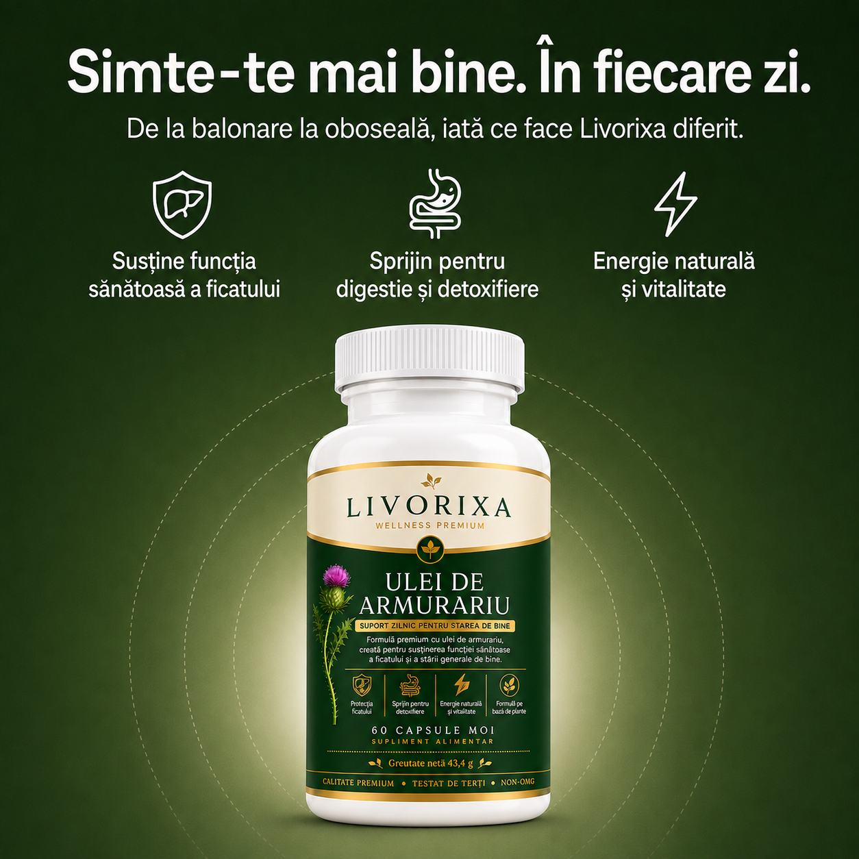 Livorixa® Supliment cu Armurariu pentru Susținerea Ficatului și Digestiei